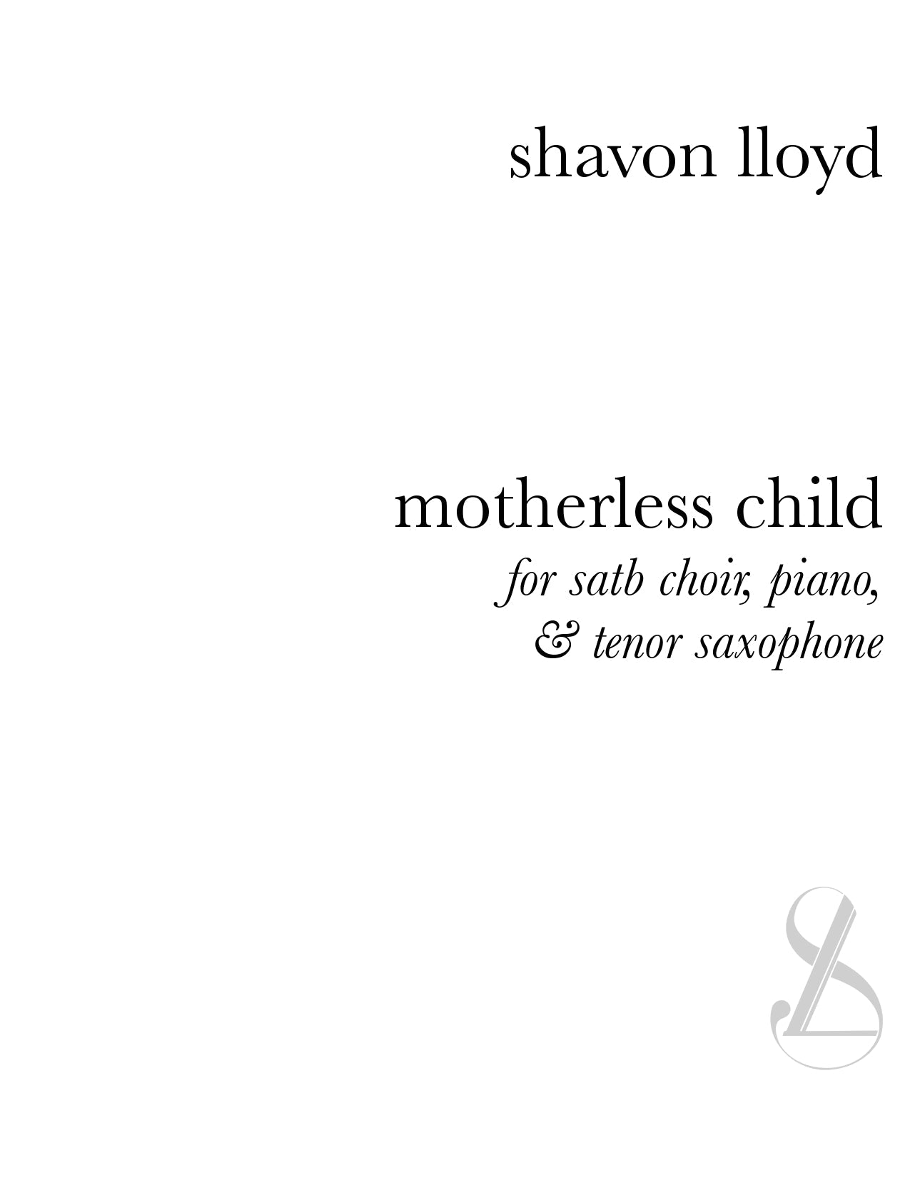 Motherless Child sheet music cover