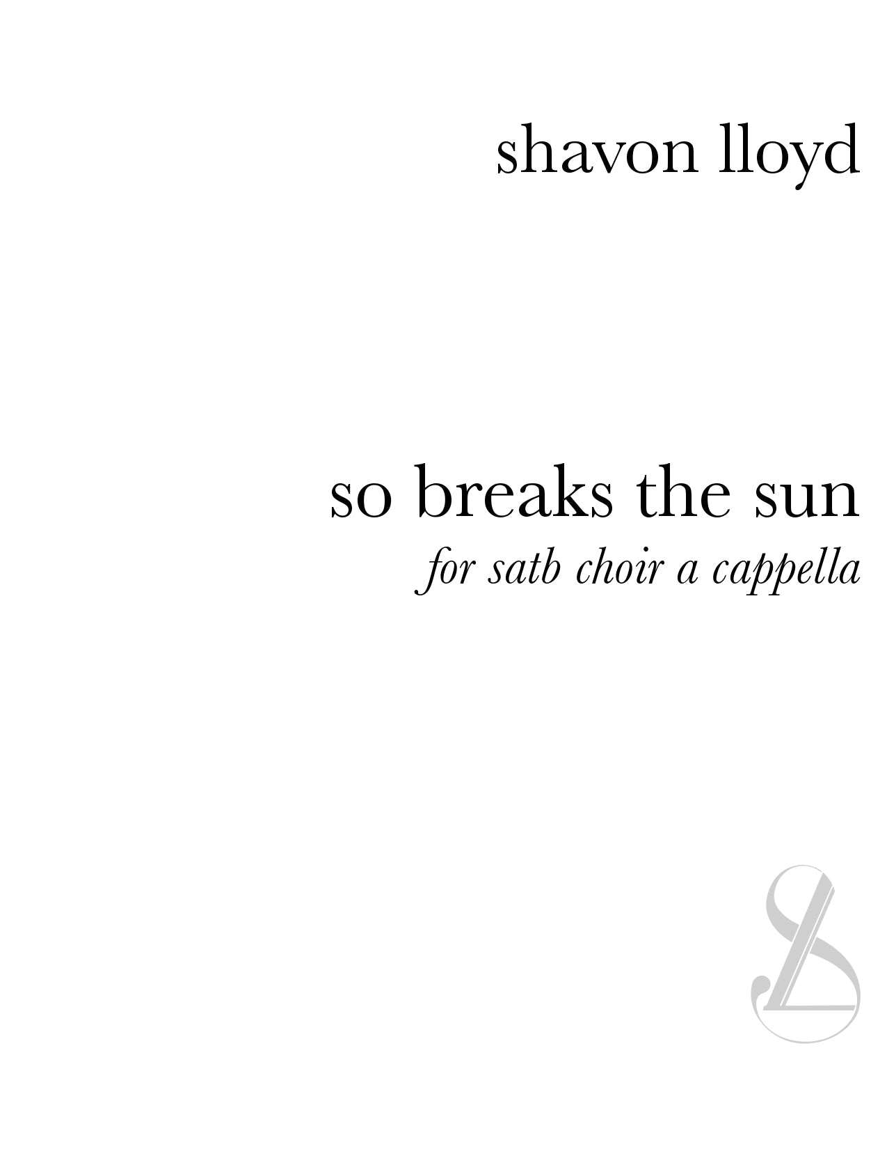 So Breaks The Sun sheet music cover